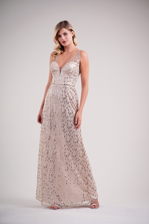  Dress - BELSOIE SPRING 2020 - L224011 - Wide V-neckline bridesmaid dress with A-Line skirt | Jasmine Evening Gown