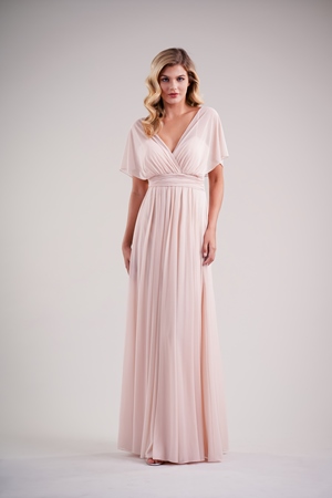  Dress - BELSOIE SPRING 2020 - L224012 - Stretch illusion V-neckline floor length bridesmaid dress with sweetheart bodice | Jasmine Evening Gown