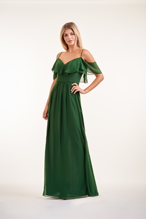  Dress - JASMINE BRIDESMAID SPRING 2020 - P226005 - Charlotte chiffon long bridesmaid dress with ruffled V-neck | Jasmine Evening Gown