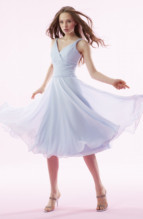 Evening Dress: B1036  Gathered V neckline with A-line poly chiffon gown. Poly Chiffon ruff on empire waist and drop waist. 