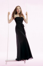 Mother of the Bride Dress: B1039  Strapless dress with A-line skirt in Poly Chiffon. Gathered Chiffon bodice and waist with chiffon bow on waistline. 