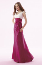 Evening Dress: B1040  V neckline with A-line skirt in Iridescent Taffeta. Iridescent Taffeta gathered bodice with Iridescent Taffeta accent skirt and waistband. 