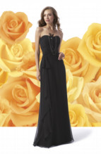Prom Dress: L1009  Strapless and flare of BELSOIE Solid Iridescent Chiffon gown, BELSOIE Solid Iridescent Chiffon gathered on bodice and asymmetric waist.Available in floor length. T-length can be special ordered, at no additional charge. Size Range : 4-28 