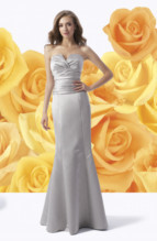 Bridesmaids Dress: L1012  Strapless flare Supreme Satin gown. Supreme Satin criss crossed gathered bodice and gathered waist.Available in floor length. T-length can be special ordered, at no additional charge. Size Range :  4-28 
