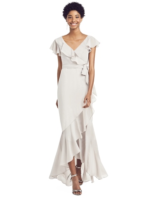  Dress - Social Bridesmaids SPRING 2020 - 8199 - Ruffled Wrap Dress with Flutter Sleeves | SocialBridesmaids Evening Gown