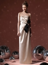 Bridesmaids Dress: Social Bridesmaids FALL 2011 - 8106  Fabric: Matte SatinStrapless full length matte satin gown w/ bow detail at natural waist.Dress Color Sample: Palomino 