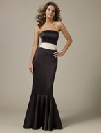 Evening Dress: Ava Collection: 493 Satin � Sash Style#  Strapless bodice on the slim gown with flounced hemline and wide waist sash with tie back streamers. Matching shawl is included. Sash will be shipped with matching and color of your choice.Color Availability: All Satin Colors (Please view your Ava Satin Swatch Card)Sash Color Availability: Choice of all of the Ava Collection Satin Colors for the sash. 