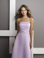 Prom Dress: Bridesmaids Collection: 224 Satin  Contoured, strapless bodice is trimmed with bands that twist at the center of theempire and waistline onto the A-line gown. Please View the Mori Lee Satin Swatch Card for Color Reference 