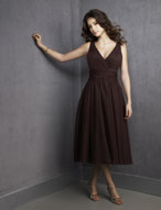 Evening Dress: Ava Collection: 427 Chiffon  Soft draping frames the cross over, V-neckline with asymmetrical draping at the empire. Shirred, tea length skirt. Matching shawl included. Color Availability: All Ava Collection Chiffon Colors 