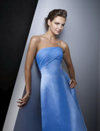 Evening Dress: Ava Collection: 606 Chiffon and Satin  Asymmetrically draped chiffon overlays the strapless neckline to the empire onto the satin, princess line gown with long back streamers. Please View the Ava Collection Satin or Chiffon Swatch Card 