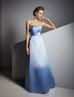 Evening Dress: Ava Collection: 608 Satin  Contoured pleating overlays the strapless bodice and meets the empire bands of the A-line gown. Please View the Ava Collection Satin Swatch Card 