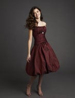 Prom Dress: Bridesmaids Collection: 766 Taffeta  Vertically shirred, strapless bodice with center draped midriff and bubble skirt. Rhinestone brooch. Matching shawl included.Color Availability: All Mori Lee Taffeta Colors 