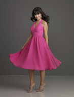 Evening Dress: Affairs Bridesmaid Collection: 785 Beade  The surplus, halter neckline meets the midriff edged with beading and a shirred, swing skirt. Please View the Mori Lee Chiffon Swatch Card for Color Reference 