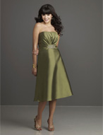 Evening Dress: Affairs Bridesmaid Collection: 789 Beade  Strapless, cocktail length dress features center draping over the bodice that is joined with a clustered beading design. 
