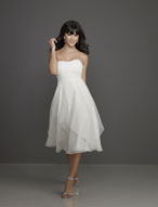 Evening Dress: Affairs Bridesmaid Collection: 791 Chiff  Vertical shirred, strapless bodice meets the draped empire onto the softly, flared dress with handkerchief overlay. Please View the Mori Lee Chiffon Swatch Card for Color Reference 