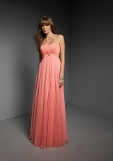 Bridesmaids Dress: Bridesmaids Collection: 268 - CHIFFON AND SATIN  Colors: Please View the Mori Lee Satin Swatch Card. Sample Color: CLARET. SHAWL INCLUDED 