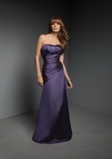 Bridesmaids Dress: Bridesmaids Collection: 269 - TAFFETA, CORSET BACK CLOSURE  Colors: Please View the Mori Lee Satin Swatch Card. Sample Color: PURPLE. SHAWL INCLUDED 