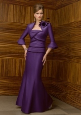 Mother of the Bride Dress: Mori Lee VM FALL 2011 Collection: 70418 - Silky Taffeta  Bodice, Skirt, and Jacket. Colors: Purple, Mediterranean, Black, Truffle. Sizes Available: 2-26. 