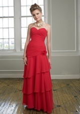 Mother of the Bride Dress: Mori Lee Bridesmaids Collection: 291 - CHIFFON WITH REMOVABLE FLOWERS, CORSET BACK  Sample Color: RED. SHAWL INCLUDED 