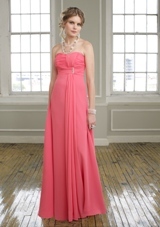Mother of the Bride Dress: Mori Lee Bridesmaids Collection: 294 - CHIFFON WITH BEADED BROOCH  Sample Color: WATERMELON. SHAWL INCLUDED 