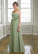 Mother of the Bride Dress: Mori Lee Bridesmaids Collection: 296 - CHIFFON & SATIN WITH REMOVABLE FLOWERS  Sample Color: CACTUS. SHAWL INCLUDED 