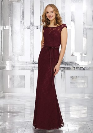  Dress - Mori Lee BRIDESMAIDS FALL 2017 Collection: 21545 - Lace Bridesmaids Dress with Matching Satin Tie Sash | MoriLee Evening Gown
