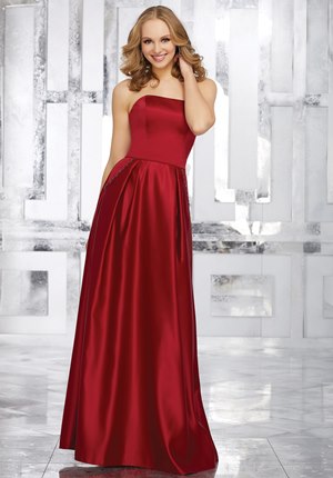 Bridesmaid Dress - Mori Lee BRIDESMAIDS FALL 2017 Collection: 21548 - Strapless Satin Bridesmaids Dress with Beaded Pocket Detail | MoriLee Bridesmaids Gown