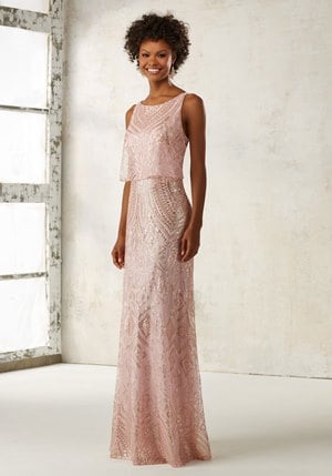 Special Occasion Dress - Mori Lee BRIDESMAIDS SPRING 2017 Collection: 21514 - Pattern Sequins on Mesh | MoriLee Prom Gown