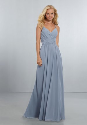 Bridesmaid Dress - Mori Lee BRIDESMAIDS SPRING 2018 Collection: 21556 - Chiffon Bridesmaids Dress with Draped V-Neck Bodice and Keyhole Back | MoriLee Bridesmaids Gown