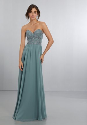 Bridesmaid Dress - Mori Lee BRIDESMAIDS SPRING 2018 Collection: 21568 - Strapless Chiffon Bridesmaids Dress with Intricate Embroidered and Beaded Bodice | MoriLee Bridesmaids Gown