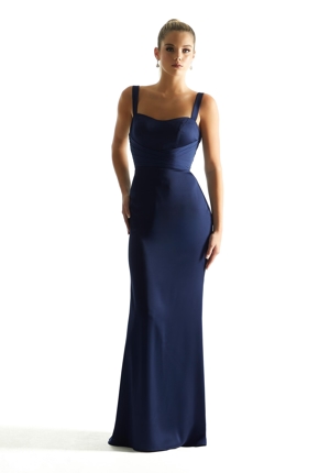  Dress - Morilee Bridesmaids Collection: 21850 - Luxe Satin Sheath Bridesmaid Dress with Chiffon Sash | MoriLee Evening Gown