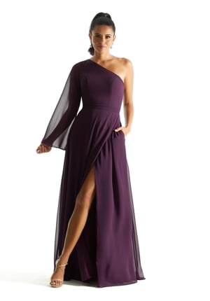  Dress - Morilee Bridesmaids Collection: 21854 - One Shoulder Long Sleeve Bridesmaid Dress | MoriLee Evening Gown