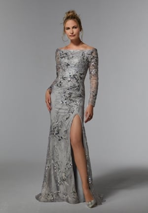 MOB Dress - Mori Lee Collection: 72938 - Off The Shoulder Sequin Embroidered Evening Gown | MoriLee Evening,MOB Gown