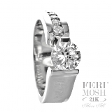 Feri-Mosh-21K-Collection | Exclusive-21k-Collection: FERI MOSH Allure - FM3769  This CAPTIVATING master piece is one the latest FERI MOSH design for 2009. This 21 K marvel is specially designed to create an illusion that the center diamond is suspended in air. This ring is further enhanced with FERI MOSH imbedded in large letters within the casting. This striking design is expertly constructed through MICRO setting. Another GWT master piece that sets a new standard for high fashion design that combines precise jewellery making and quality jewellery craftsmanship! This one of a kind masterpiece is complemented with high quality Genuine Diamonds. All measurements are approximate.All Feri Mosh Pieces will include a Customized IGI/FERI MOSH Appraisal. 