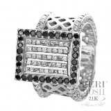 Feri-Mosh-21K-Collection | Exclusive-21k-Collection: FM 'Eternity' with Black Diamonds - FMR2438  This magnificent design is FERI's pride and all time favorite. The Eternity is for those who enjoy being the talk of the party. EXPERTLY crafted in SOLID 21K WHITE GOLD, this striking FERI MOSH design is expertly constructed through micro setting with black and white diamonds. This GWT master piece sets a new standard for high class, high design and high fashion that combines precise jewellery making and quality jewellery craftsmanship! This one of a kind masterpiece is complemented with high quality Genuine Diamonds. All measurements are approximate. All Feri Mosh Pieces will include a Customized IGI/FERI MOSH Appraisal. 