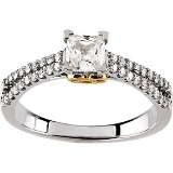 Gold-Platinum-Collections-Women | Rings-Bridal-or-Engagement: Two Tone Bridal Semi-Set Engagement - BR20087  14K Yellow1/4 Carat Total Weight FOR 1 Carat PR CPolishedTWO TONE BRIDAL ENGAGEMENT SEMI SETComplete Set Pictured. Engagement and Band Sold Separately. Center Stone Sold Separately. 
