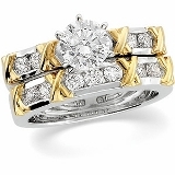 Gold-Platinum-Collections-Women | Rings-Bridal-or-Engagement: MBE107ST  TWO TONE BRIDAL (stones not included)14K Yellow / ENG BASE W/TRIM / Polished 