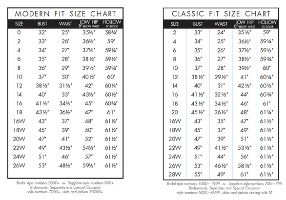 Alfred Angelo Bridal Size Chart