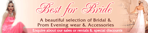 At Best for Bride bridal store in Toronto, Ontario, you can find everything for the wedding: bridal gowns, wedding dresses for rent and sale, informal wedding gowns, bridal dresses for destination wedding, evening wear, mother of the bride dresses, bridesmaids dresses, special occasion wear, prom dresses, plus sizes gowns and petite sizes dresses, veils and tiaras at good prices in Toronto.