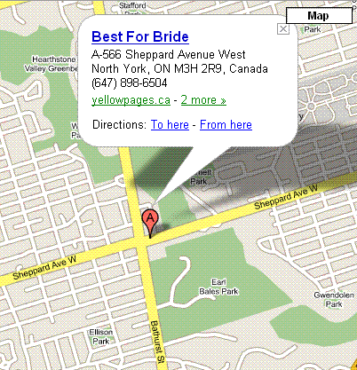 Map to Best for Bride Location