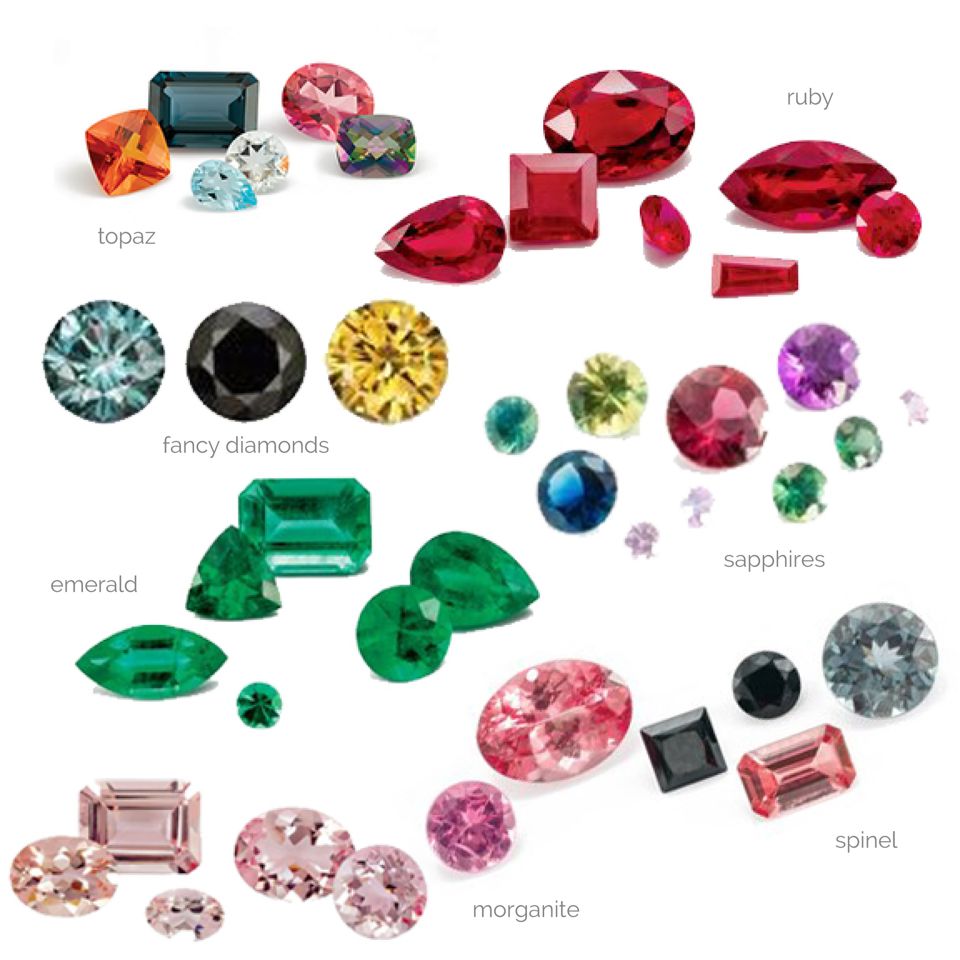 Emeralds, topaz, morganite and other colored gemstones