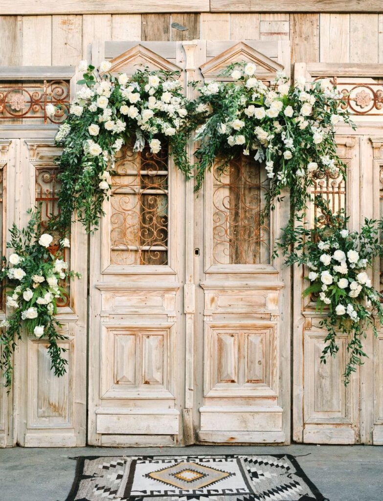 vintage style door wedding backdrop