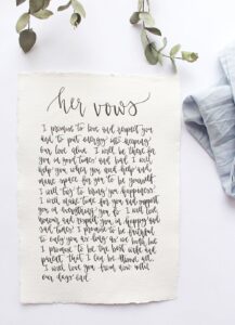 wedding vows on paper