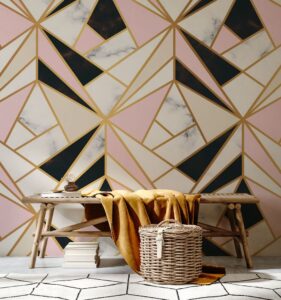 geometric marble pattern wallpaper mural room