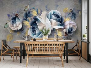 ombre rose with pearl wallpaper mural dining room