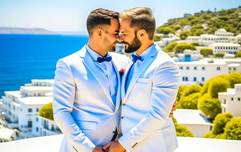 gay destination wedding honeymoon in greece