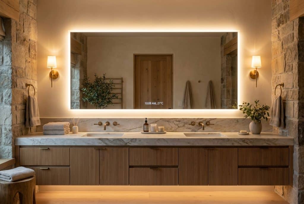 _elegant-bathroom-with-illuminated-mirror-and-marble-countertop._