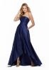 21644 - MODERN SATIN BRIDESMAID DRESS WITH HIGH LOW HEMLINE