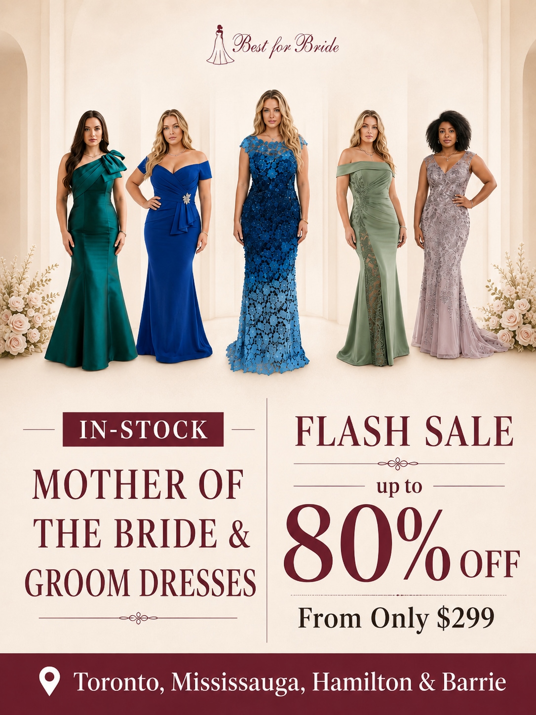 Mother of the bride dresses flash sale with up to 80% off designer gowns in Toronto/Mississauga, Hamilton and Barrie