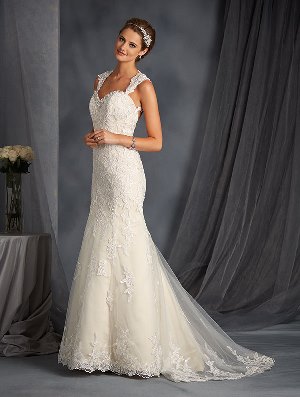 Wedding Dress - ALFRED ANGELO BRIDAL 2016 Collection - 2545 - Lace Fit and Flare Gown with Sheer Straps | AlfredAngelo Bridal Gown
